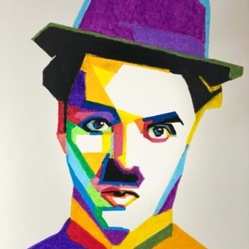 Painting titled "Charlie Chaplin" by Bianchini Jr, Original Artwork, Pastel