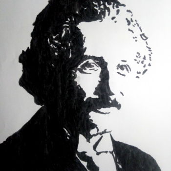 Tekening getiteld "Albert Einstein" door Bianchini Jr, Origineel Kunstwerk, Houtskool
