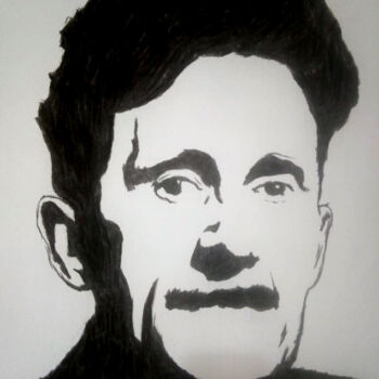 Dibujo titulada "George Orwell" por Bianchini Jr, Obra de arte original, Carbón
