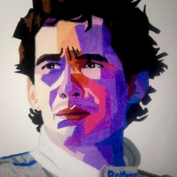 "Ayrton Senna" başlıklı Tablo Bianchini Jr tarafından, Orijinal sanat, Pastel