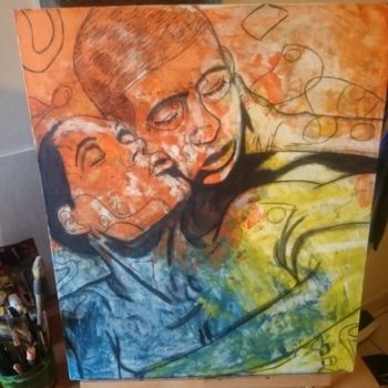 Painting titled "couple abtrait" by Yonartiste, Original Artwork, Acrylic