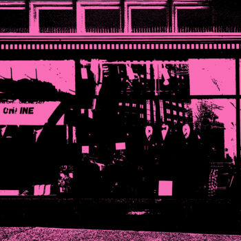 제목이 "Pink City"인 판화 Lewis Freitag로, 원작, 디지털 인쇄 나무 들것 프레임에 장착됨