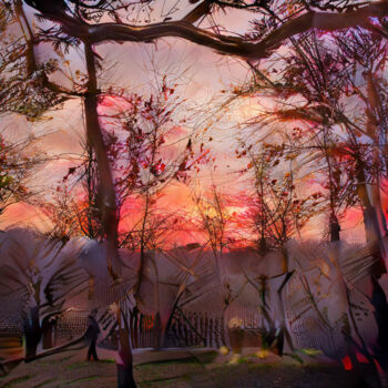 Druckgrafik mit dem Titel "Sunset Abstract" von Lewis Freitag, Original-Kunstwerk, Digitaldruck Auf Keilrahmen aus Holz mont…