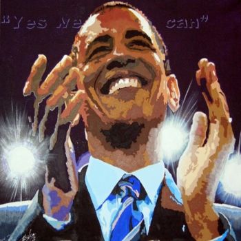 Painting titled "Yes We Can - Obama" by Blade62, Original Artwork, Oil