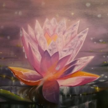 Painting titled "Lotus" by Elena Rakova, Original Artwork, Oil