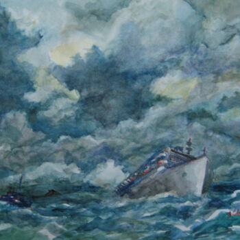 Painting titled "Troubled Waters" by Blaine Clayton, Original Artwork, Watercolor