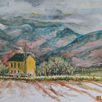 Painting titled "Abandoned Homested" by Blaine Clayton, Original Artwork, Watercolor