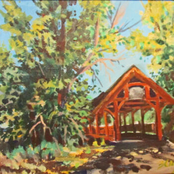 Painting titled "Coverd Bridge" by Blaine Clayton, Original Artwork, Acrylic