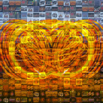Digitale Kunst mit dem Titel "MOSAIQUE DE FLAMMES" von Blaise Lavenex, Original-Kunstwerk