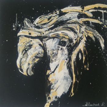 Painting titled "Cheval abstrait" by Nawel Blanchard, Original Artwork, Acrylic