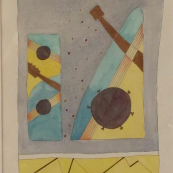 Painting titled "Concert 1" by Sylvie Guinand (Blanche G.), Original Artwork, Watercolor