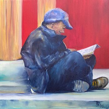 Painting titled "Lecture en Chine..." by Patricia Blanchet-Olivier, Original Artwork, Oil