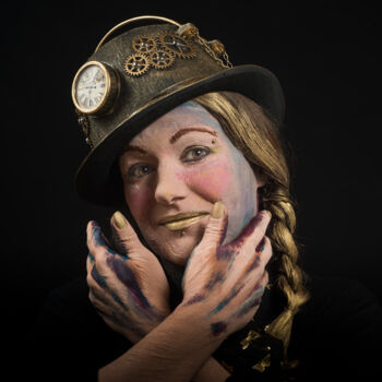 Fotografie getiteld "Miss Steampunk" door Blandine Legros, Origineel Kunstwerk, pigmenten Gemonteerd op Aluminium
