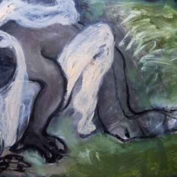 Картина под названием "Dans les bois" - Blandine Sanchis, Подлинное произведение искусства, Масло