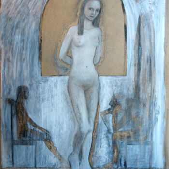 Painting titled "Couvent-II" by Blandine Sanchis, Original Artwork, Oil Mounted on Aluminium