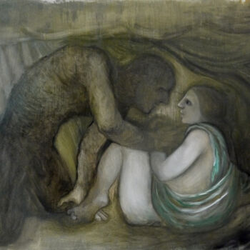 Schilderij getiteld "Couple dans une ten…" door Blandine Sanchis, Origineel Kunstwerk, Olie
