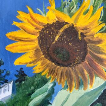 Painting titled "Nodding Sunflower" by Blandine Broomfield, Original Artwork, Oil