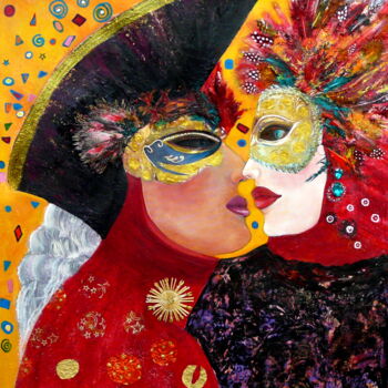 Картина под названием "Karneval in Venedig" - Blanka Mandel, Подлинное произведение искусства, Акрил Установлен на Деревянна…