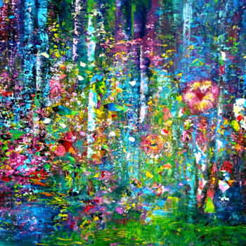 Painting titled "Secret Garden" by Blanka Mandel, Original Artwork, Acrylic Mounted on Other rigid panel