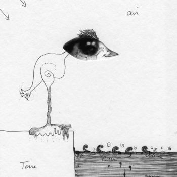 Colagens intitulada "AU MILIEU DES ÉLÉME…" por Bruno Laxague, Obras de arte originais, Tinta