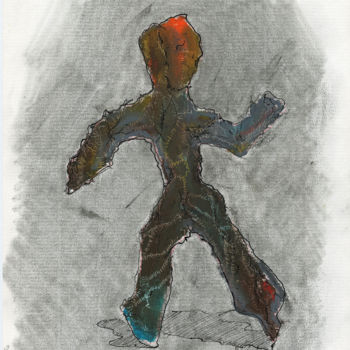 Картина под названием "18-IV-05 POUPÉE" - Bruno Laxague, Подлинное произведение искусства, Пастель