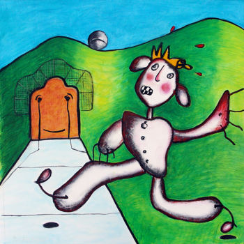 Картина под названием "La partie de pelote…" - Bruno Laxague, Подлинное произведение искусства, Масло Установлен на Деревянн…