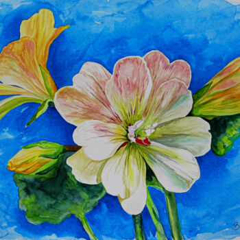 Painting titled "Flowers" by Bledi Kita, Original Artwork, Watercolor