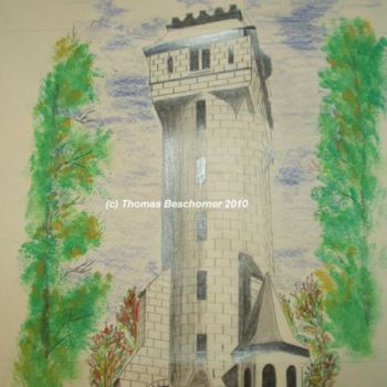 Ζωγραφική με τίτλο "Kaiser Wilhelm Turm…" από Bleistiftwelten, Αυθεντικά έργα τέχνης, Λάδι
