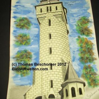 Painting titled "Turm der Erkenntnis" by Bleistiftwelten, Original Artwork, Oil