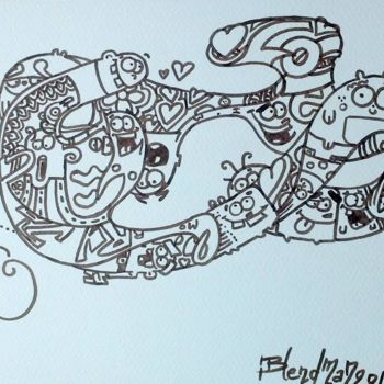 Drawing titled "abstraction du figu…" by Blendman, Original Artwork, Marker