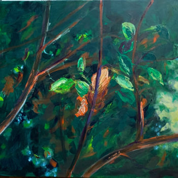 Painting titled "Leaves details" by Blerina Kasa, Original Artwork, Oil