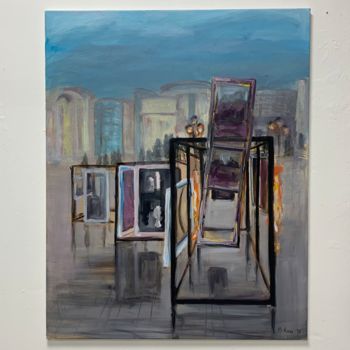 Painting titled "A piece in a city" by Blerina Kasa, Original Artwork, Oil