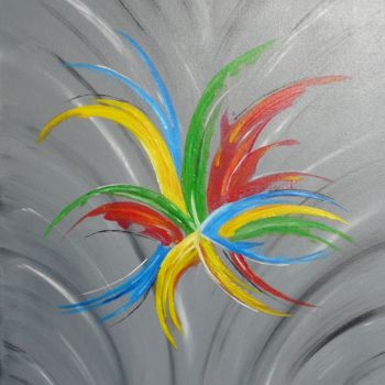 Painting titled "Fleur-oiseau.jpg" by Bruno Lescarret, Original Artwork, Acrylic