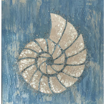 Collages titled "Sea shells triptych" by Olga Turchinskaya, Original Artwork, Collages Mounted on Wood Panel