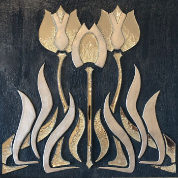 Painting titled "Tulips art deco pai…" by Olga Turchinskaya, Original Artwork, Mosaic