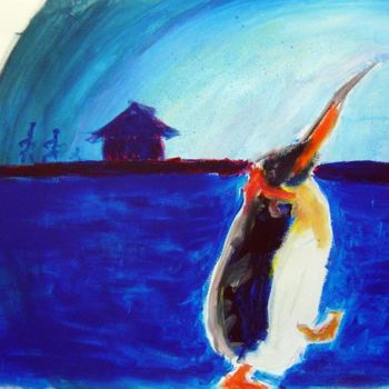 Painting titled "Pinguin bleu" by Nicolas Legros, Original Artwork