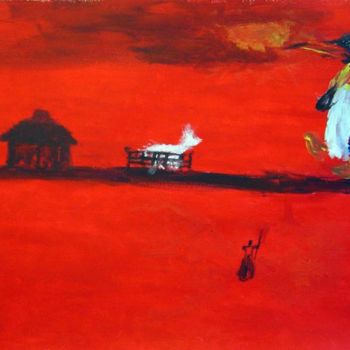 Painting titled "Pinguin rouge 2" by Nicolas Legros, Original Artwork