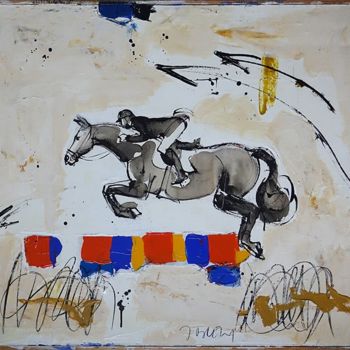 Pintura titulada "saut-dobstacle 100x…" por Blezot, Obra de arte original, Acuarela
