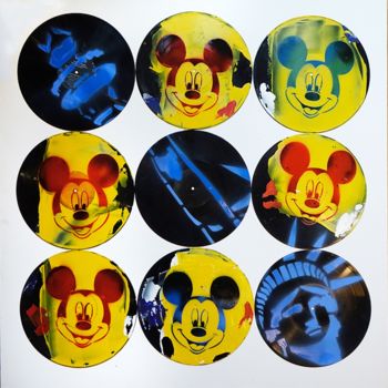 Schilderij getiteld "9-vinyles-MICKEY-" door Blezot, Origineel Kunstwerk, Acryl