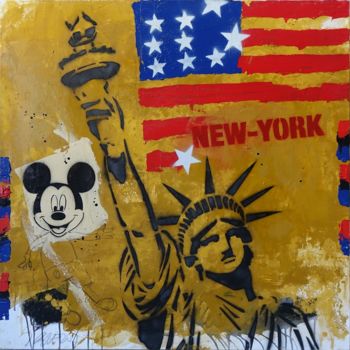 Pintura intitulada "LIBERTE POUR MICKEY" por Blezot, Obras de arte originais, Acrílico