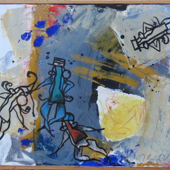 Painting titled "APRES LE CONFINEMENT" by Blezot, Original Artwork, Acrylic Mounted on Wood Stretcher frame