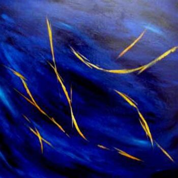 Schilderij getiteld "Bleu n4" door Bastien Preudhomme, Origineel Kunstwerk, Olie
