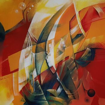 Картина под названием "In volo sulle onde" - Blindu, Подлинное произведение искусства, Акрил Установлен на Деревянная панель