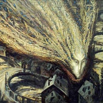 Pintura titulada "Падающий Ангел" por Igorevich, Obra de arte original, Otro