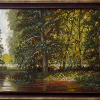 Pintura intitulada "Лесное озеро" por Igorevich, Obras de arte originais