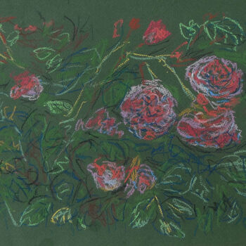 Dibujo titulada "Des roses." por Blinov Igor, Obra de arte original, Pastel