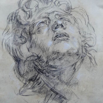 Desenho intitulada "La tête d'un jeune…" por Blinov Igor, Obras de arte originais, Carvão