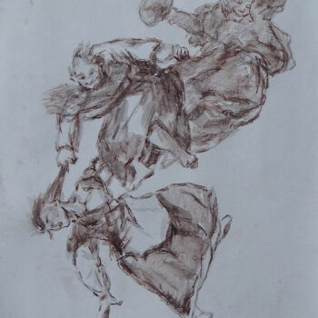 Drawing titled "Les femmes combatta…" by Blinov Igor, Original Artwork, Ink