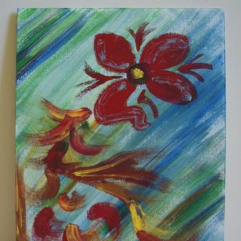 Painting titled "Flower with Accents" by Laura Vaczek, Original Artwork, Oil