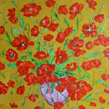 Painting titled "papaveri" by Anastasia, Original Artwork, Oil